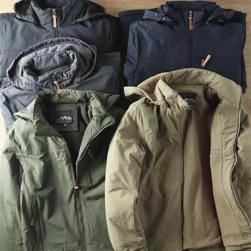 マウンテンパーカー メンズ 男性用 アウトドア 登山服 防風 防水 防寒 裏起毛 厚手 ブルゾン ジャンパー カーキ ブラック グレー ネイビー 秋冬