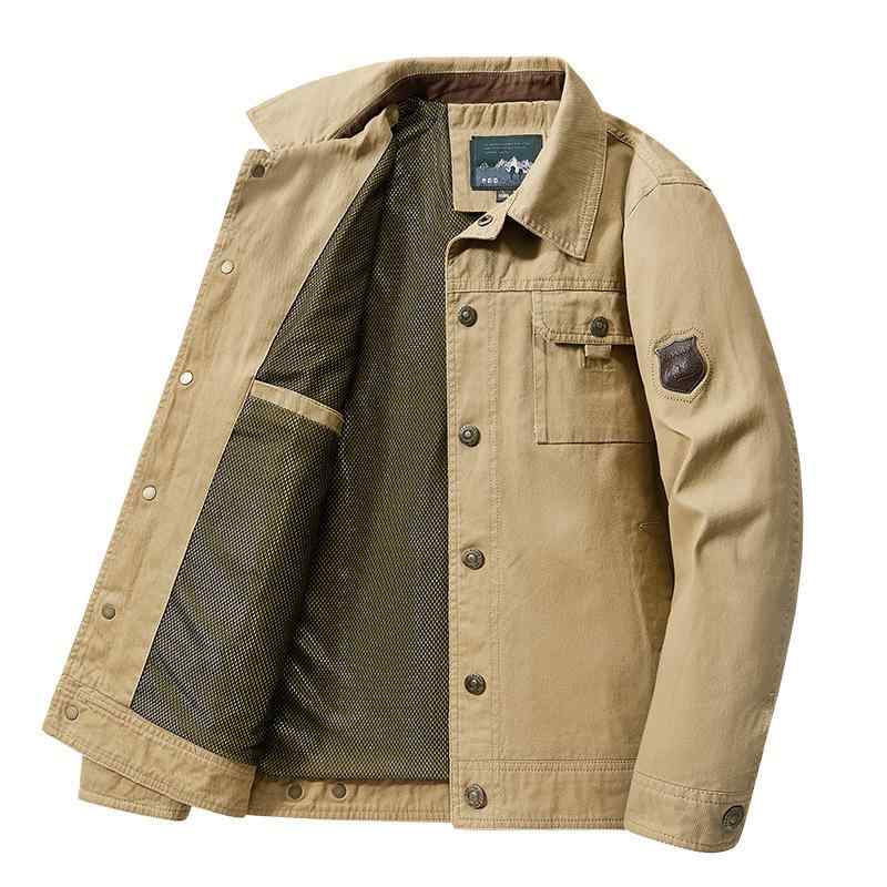ジャケット 男性用 紳士服 ミリタリー カーキ 深青 ワークウェア風 ポリエステル 合体型 春秋