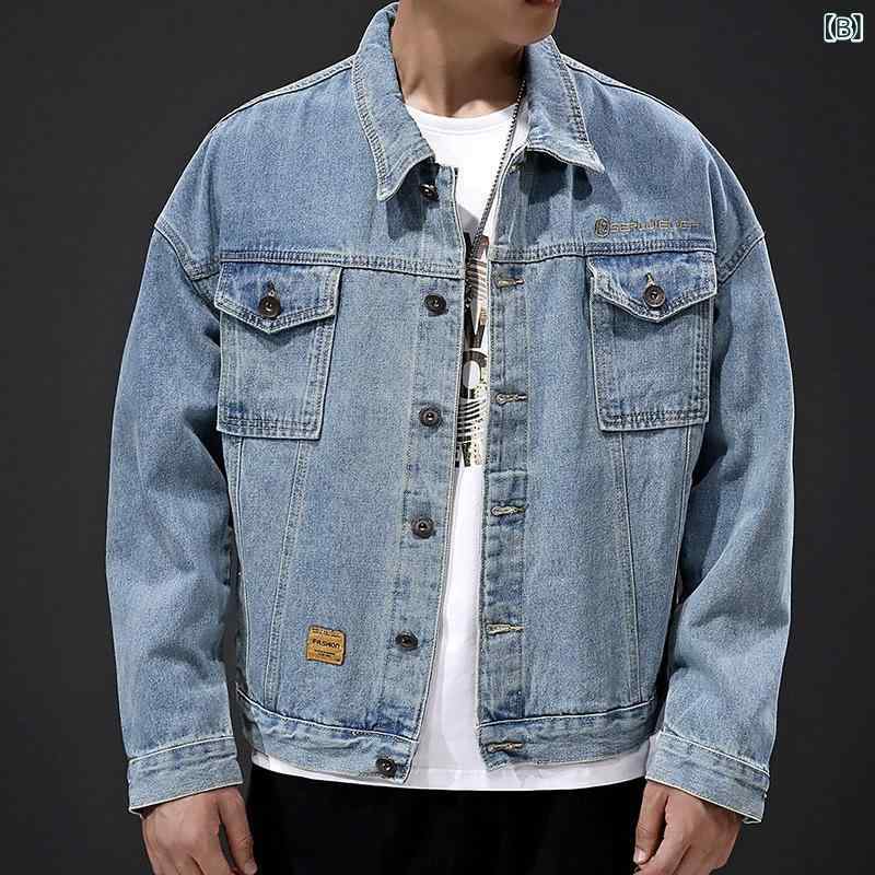 ジャケット メンズ デニム ルーズフィット Gジャン ブルゾン コットン ブラック ブ...