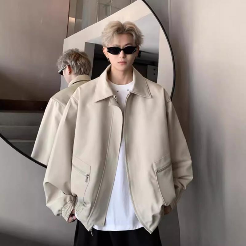 ジャケット メンズ 男性用 ブルゾン 春秋 ワーク ミリタリー フライト ゆるだぼ ゆったり ポリエステル 黒 ブラック ベージュ