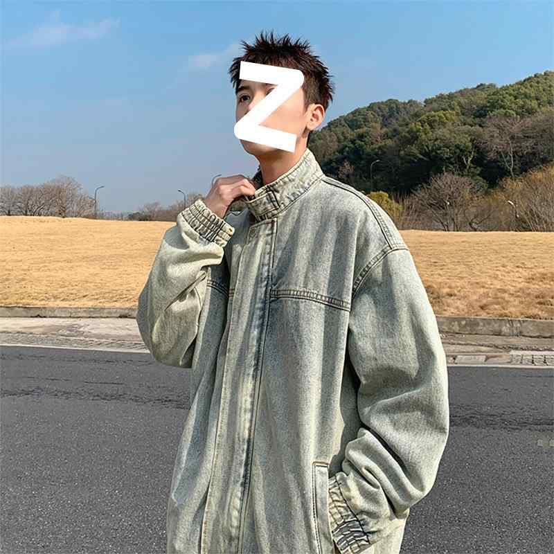 ジャケット メンズ デニム アメリカンワークスタイル Gジャン ゆったりめ ウォッシュ加工 ブラック 黄土色