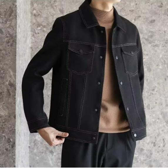 ジャケット 男性用 スエード ブルゾン カジュアル 韓国 スリムフィット 春秋 カーキ グレー ブラック 耐摩耗 防風,[],