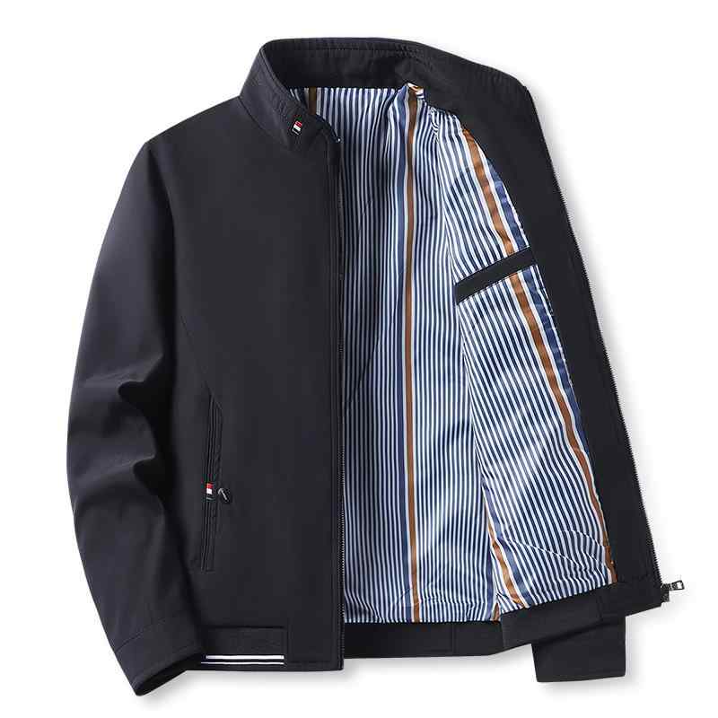 ジャケット 男性用 ブルゾン ジャンパー スタンドカラー 立ち襟 撥水 防風 アウター カーキ ブラック ブルー