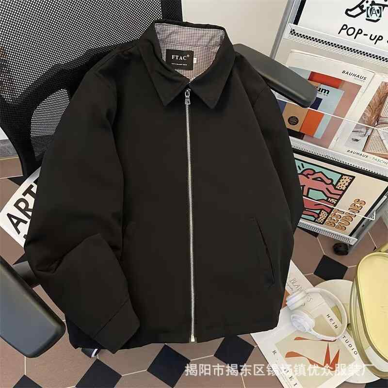 ジャケット 男性用 ブルゾン アウター 春秋 聚酯纤维 ポリエステル 宽松 常规袖 ブラック カーキ・カテゴリ: ジャケット・スタイル: 日系・素材: ポリエステル繊維85%・対象年齢: 成人・対象: 青少年.メンズ・ネックライン: 襟付き・フィット: ルーズ・前立て: ジッパー・フード: なし・・着丈: レギュラー・袖丈: 長袖・袖のタイプ: レギュラー袖・ディテール: 金属装飾・裾: ストレート・カラー: ブラック.カーキ・サイズ: M.L.XL.XXL・着用方法: 羽織り