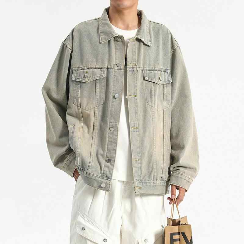 ジャケット メンズ 男性用 デニム 春秋物 ゆったり ブラック Gジャン ブルゾン アウター カジュアル