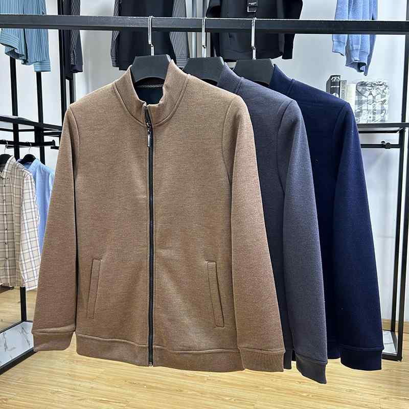 ジャケット 男性用 紳士服 ライトアウター カジュアル ビジネス 立襟 ポリエステル混紡 カーキ グレー ネイビー(x5)