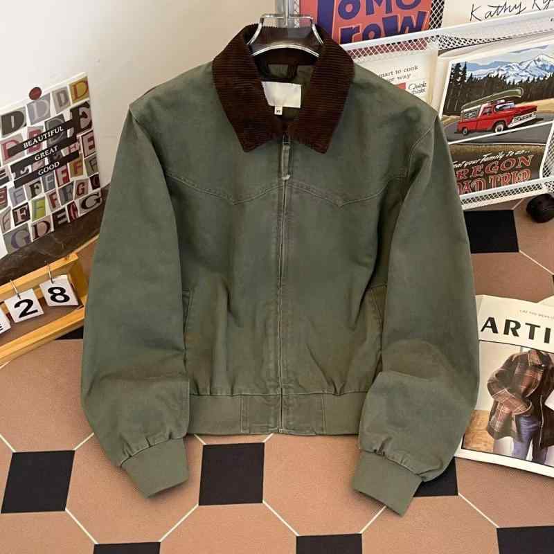 Other - ジャケット 男性用 ブルゾン コットン ポリエステル混紡 普段使い カジュアル 長袖 グリーン パープル ブラック(x2)