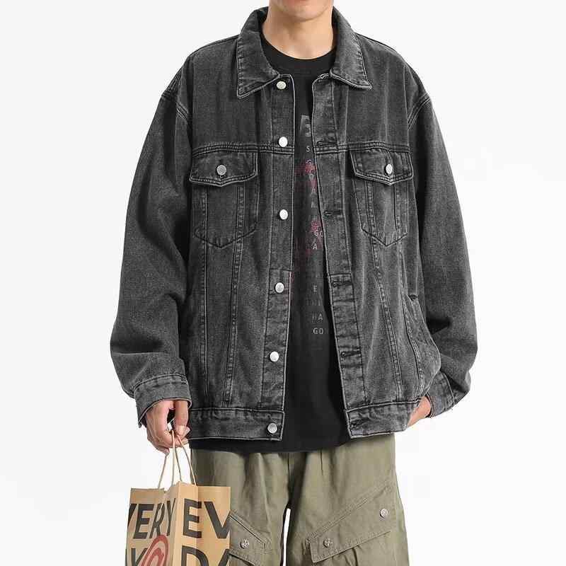 デニムジャケット メンズ Gジャン 男性用 デニム アウター 春秋 ストリート系 ショート丈 ゆったり ブラック 黒