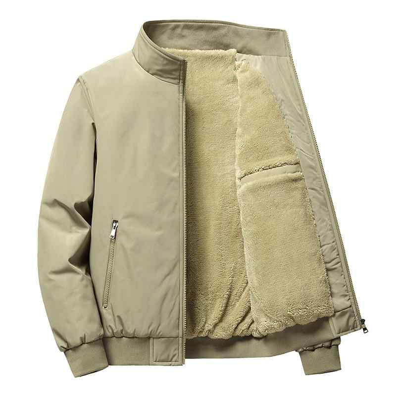 ジャケット 男性用 裏起毛 防寒 厚手 ブルゾン スタンドカラー コットン 秋冬 普段使い アウター 黒 ブラック カーキ グレー 大きいサイズ
