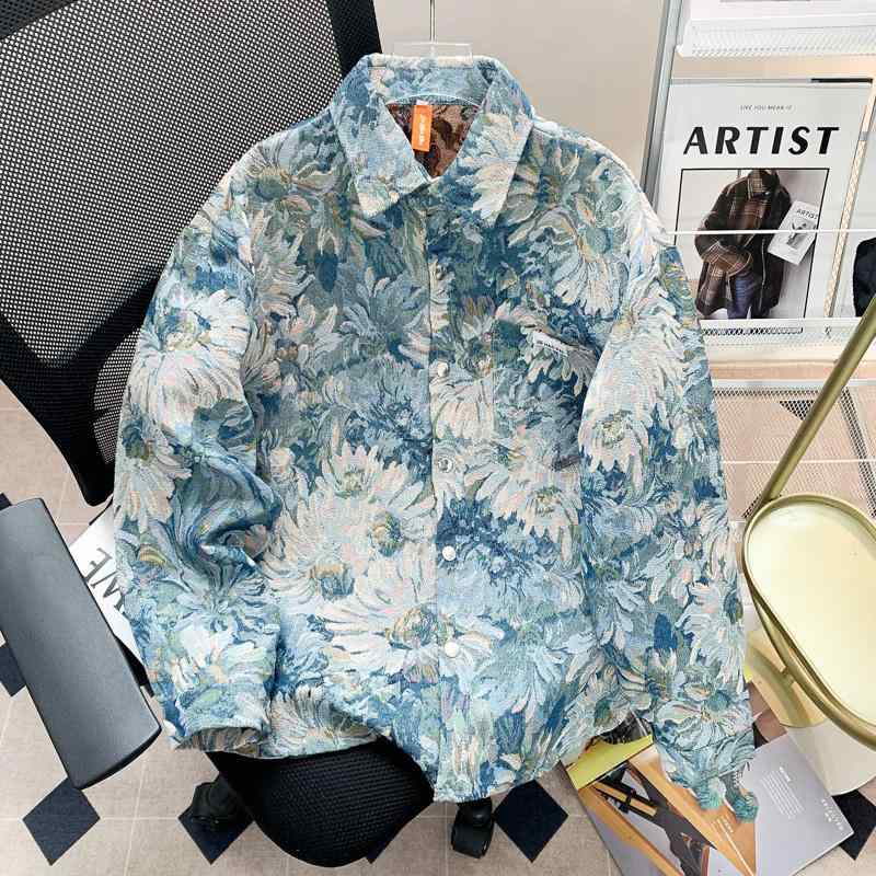 ジャケット 男性用 ブルゾン アメカジ 花柄 フラワープリント 油絵風 ジャカード織り ストリート ヒップホップ ラフ おしゃれ ポリエステル混紡 春秋・商品カテゴリ: ジャケット・スタイル: 流行・タイプ: ルーズ・襟の形: 襟付き・前立て: ジッパー・フード: なし・・対象: 青少年・主な生地の組成: ポリエステル・適用場所: 日常・着丈: レギュラー・ポケットスタイル: サイドシームポケット・着方: アウター・袖丈: 長袖・袖のタイプ: レギュラー袖・色: 画像色・サイズ: M, L, XL, 2XL, 3XL・対象年齢: 成人・対象性別: 男性