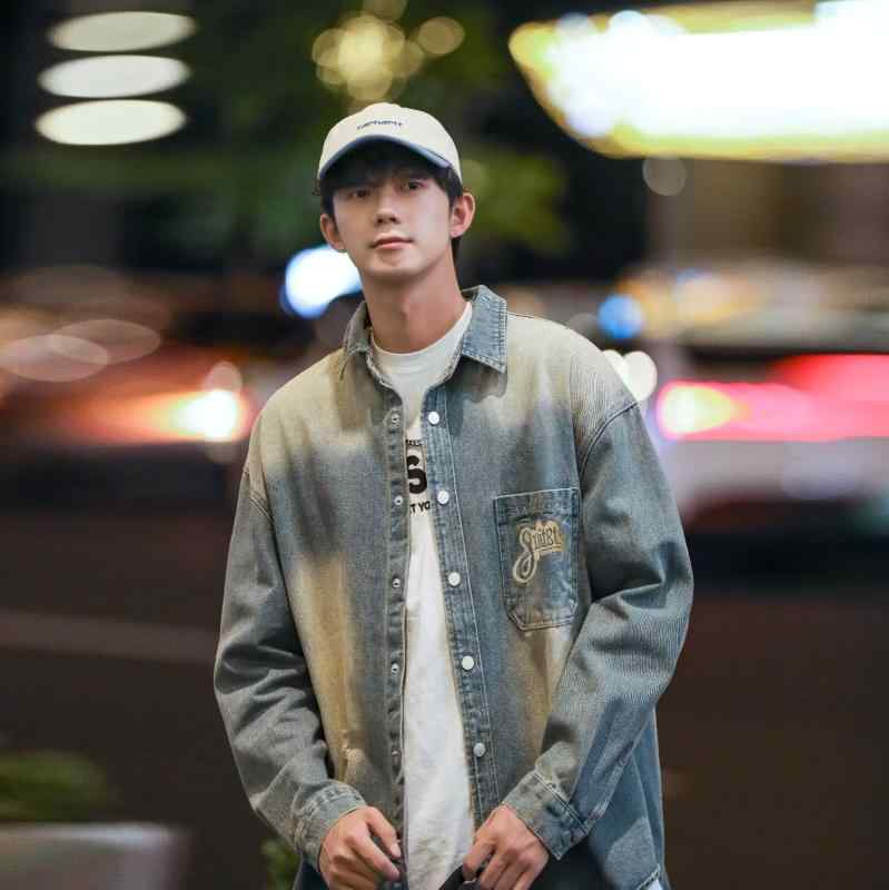 ジャケット 男性用 デニム 春秋 ウォッシュ加工 レトロ 配色 ブルゾン Gジャン カジュアル ゆったりめ イエロー ブルー