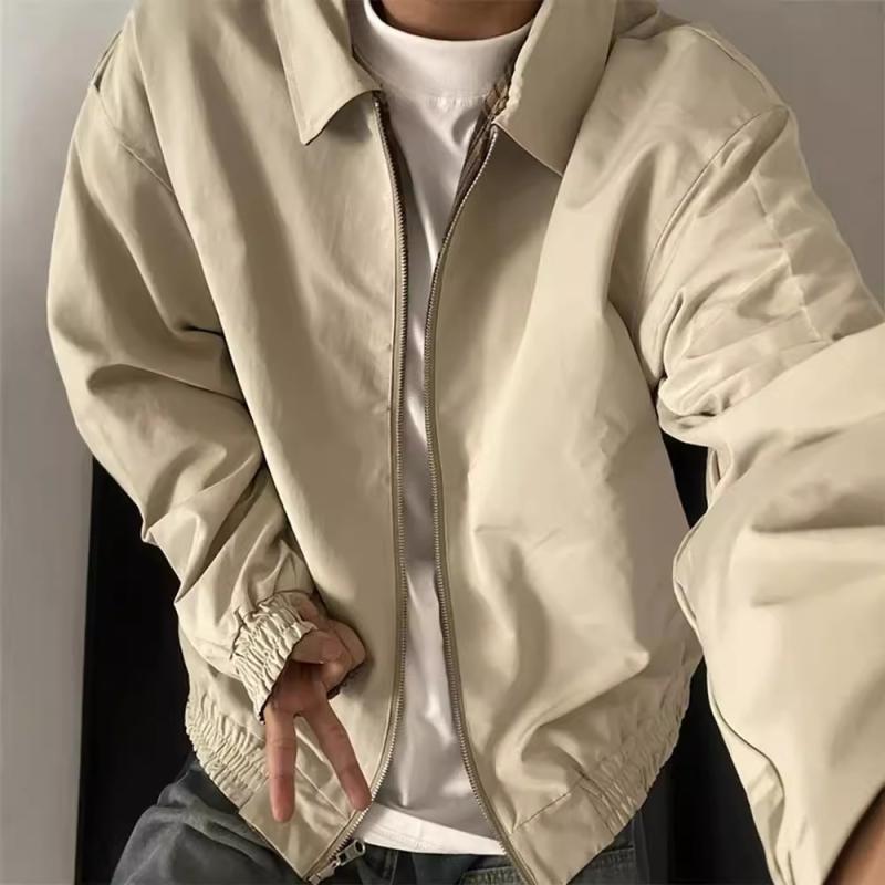 ジャケット 男性用 春秋 カーキ ブルゾン 野球服 ワークジャケット 配色 切り替え ...
