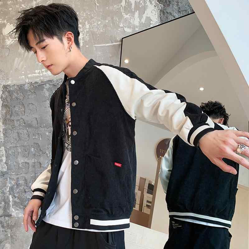 Wear - ジャケット メンズ 男性用 コーデュロイ 裏起毛 秋冬 ブルゾン ゆったり 立襟 アウター 普段使い 部屋着 ブラック グレー ブルー系