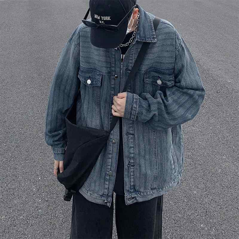 ジャケット メンズ デニムジャケット Gジャン 春秋 耐摩耗性 ルーズ 襟付き 無地 ブルー M L XL XXL 普段使い