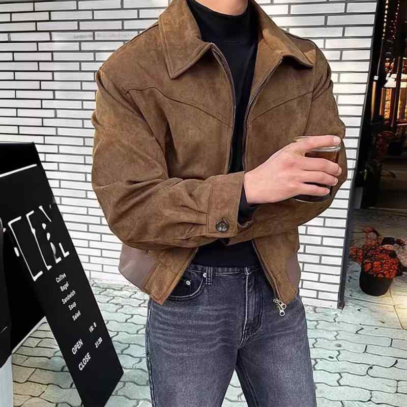 ジャケット メンズ 男性用 耐摩耗 防風 無地 翻領 ライトアウター 長袖 合体型 黒 ...