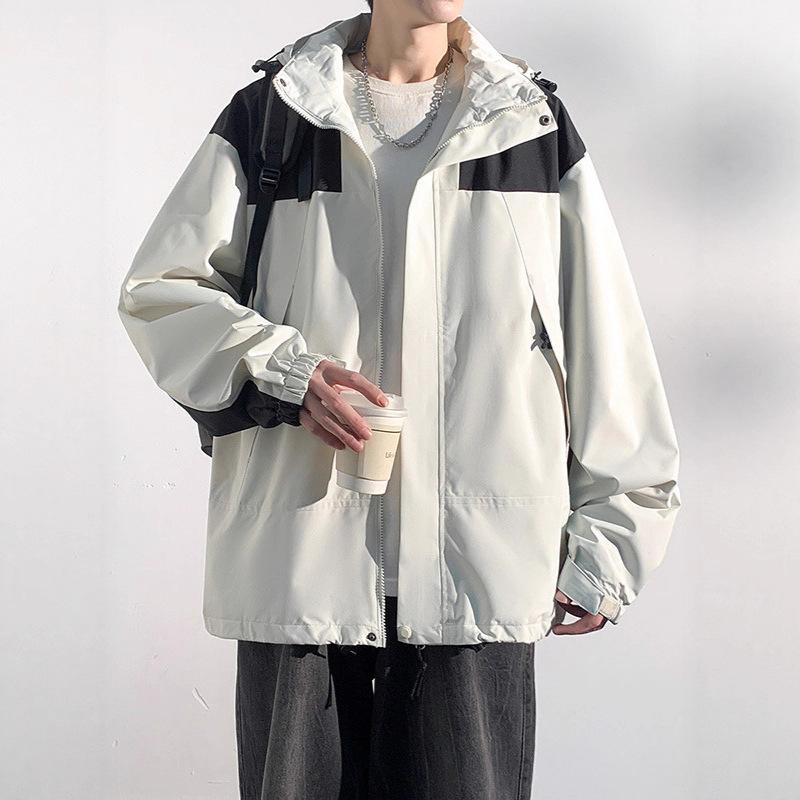 マウンテンパーカー メンズ 春秋 防水 防風 ジャケット アウトドア 登山 フード付き ブルゾン ジャンパー M L XL 2XL 3XL ブラック ピンク系 グリーン アイボリー 焦糖色 普段使い