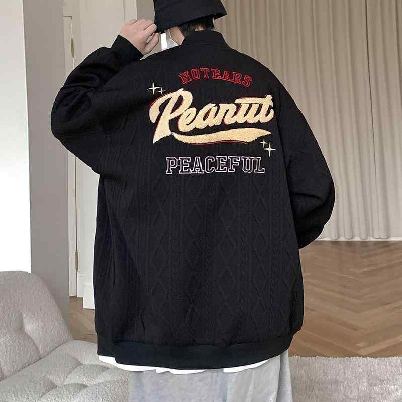 ジャケット メンズ スタジアムジャンパー 秋冬 ブルゾン ゆったりサイズ ストリート系 ホワイト ブラック 刺繍 防風