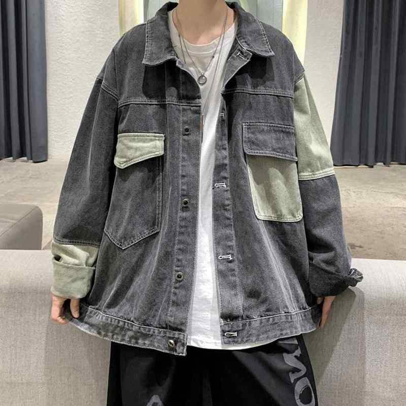 ジャケット メンズ デニム Gジャン 配色 切り替え ワーク カジュアル アウター ブルゾン 秋物 秋冬 グレー ブルー