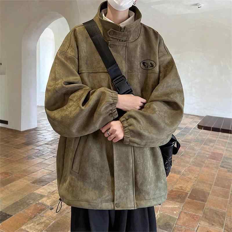 ジャケット メンズ 男性用 スエード ブルゾン 春秋 接触冷感 アウター Vネック カ...