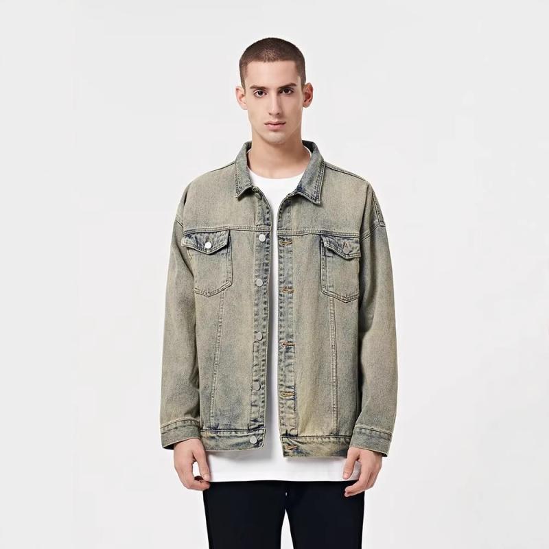 Wear - ジャケット メンズ デニム Gジャン ブルゾン ヴィンテージ ウォッシュ加工 アメカジ ゆったり イエロー