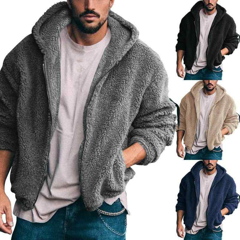 ジャケット メンズ 男性用 防寒 裏起毛 フード付き ジップアップ ブルゾン ジャンパー アウター 秋冬 普段使い 部屋着 伸縮性 耐摩耗 紺色 ネイビー ブラック 黒 カーキ 深灰 S M L XL XXL XXXL