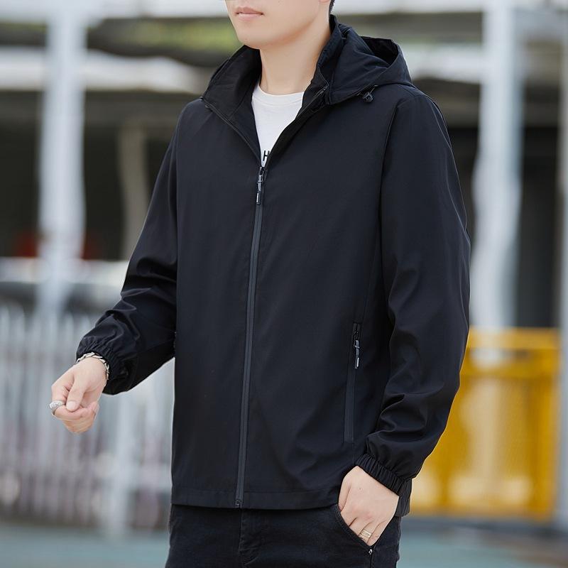 ジャケット メンズ 男性用 アウター 春秋 薄手 カジュアル ウェア 取り外し可能 フード付き 無地 コーデュロイ ブラック グレー ブルー
