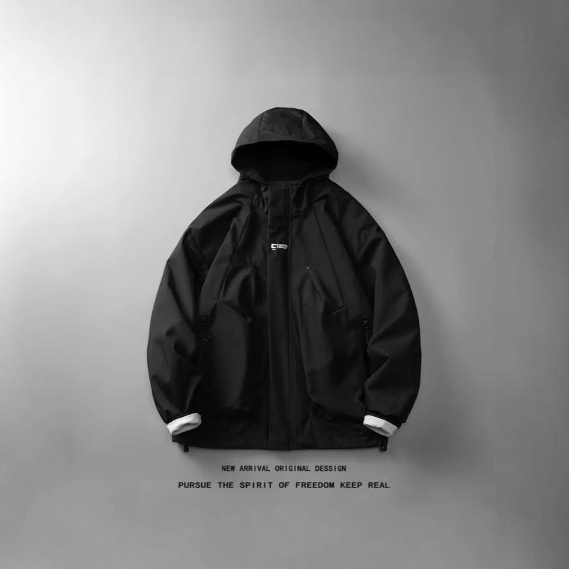 ジャケット メンズ 秋物 カジュアル ゆったり ポリエステル カーキ 黒 紫色 緑