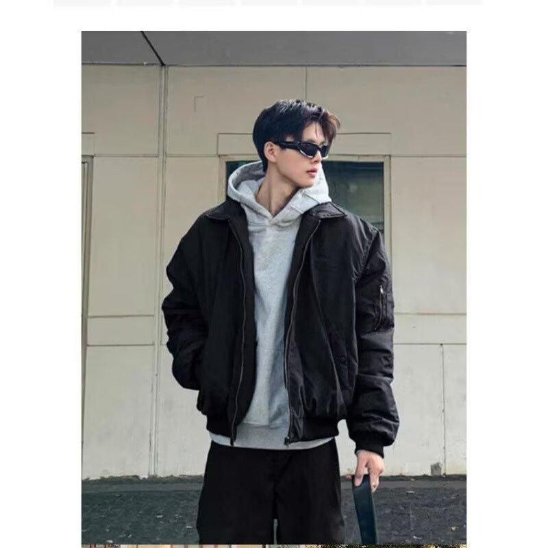 ジャケット メンズ 男性用 ブルゾン ミリタリー ワーク 春秋 ポリエステル 襟付き 無地 ブラック 黒 長袖(4)