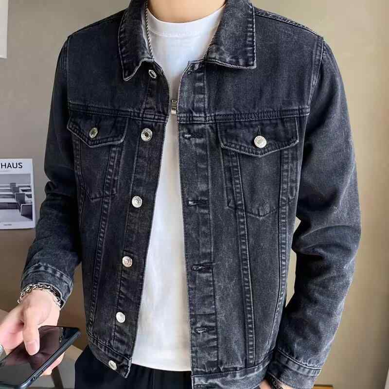 Wear - ジャケット メンズ デニム Gジャン 春秋 カジュアル ゆったり グレー 黒 紺色 水色 アウター トップス 長袖 普段使い 10代 20代 30代