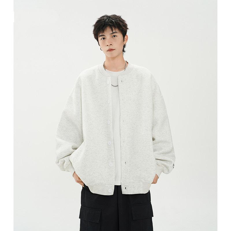 ジャケット メンズ 男性用 春秋 ブルゾン アメカジ レトロ 野球服 スタジャン 配色 おしゃれ ゆったり 長袖 アウター ストリート カジュアル ブラック ホワイト グレー