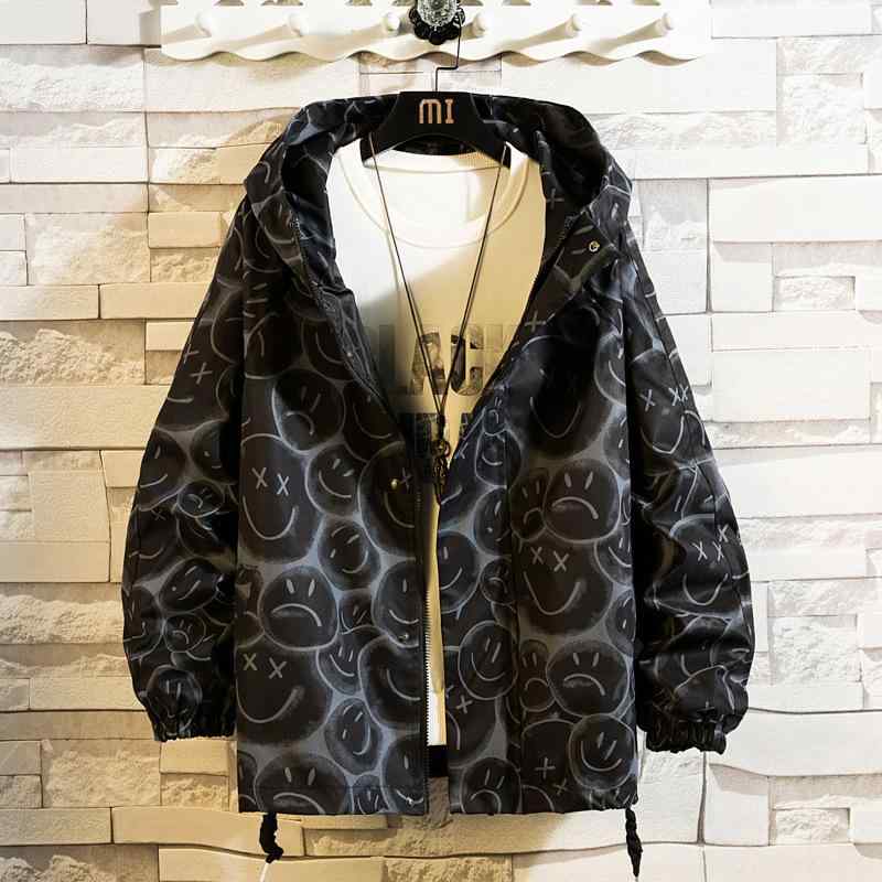 ジャケット メンズ 男性用 春秋 アウター ウインドブレーカー 撥水 防風 フード付き ジャンパー ブルゾン 大きいサイズ ゆったり カジュアル ブラック ホワイト