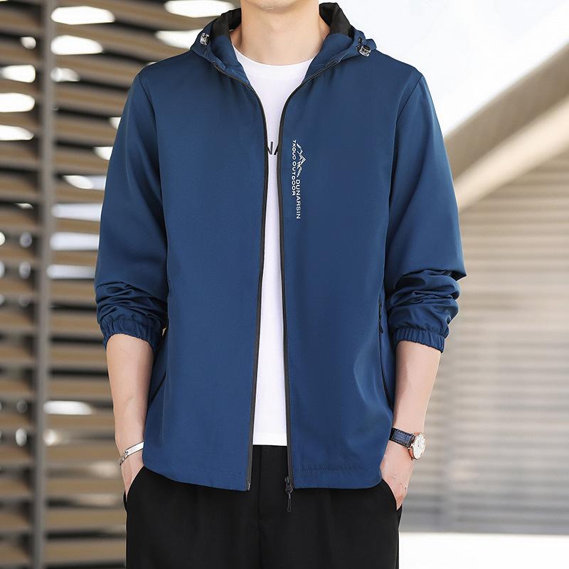 ジャケット メンズ 男性用 薄手 防風 撥水 スポーツ カジュアル ブルゾン ジャンパー アウトドアウェア 春秋 普段使い 無地 黒 ブラック グレー ネイビー カーキ 大きいサイズ