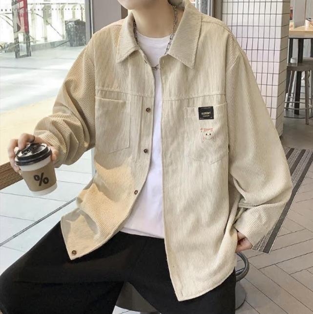 ジャケット メンズ コーデュロイ ルーズ 長袖 シャツ レトロ 普段使い カーキ 黒 ダークグレー M L XL 2XL 3XL 4XL 5XL