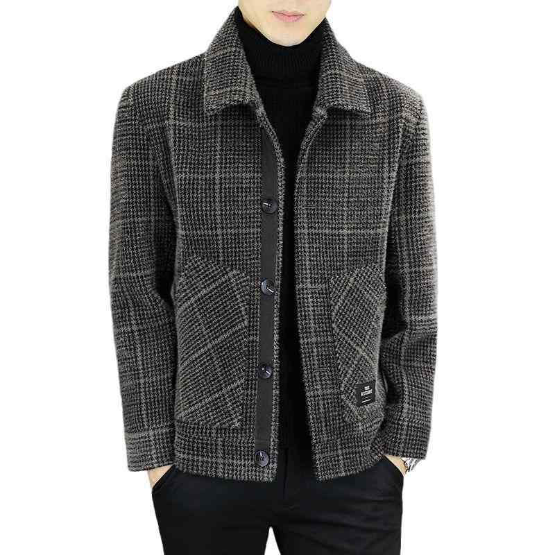 ジャケット メンズ 男性用 ブルゾン 秋冬 アウター 裏起毛 防寒 暖かい あったか 30代 40代 50代 ビジネス カジュアル スタイル ジャンパー 多ポケット 襟付き 格子柄 ストライプ柄 カキ色 グレー