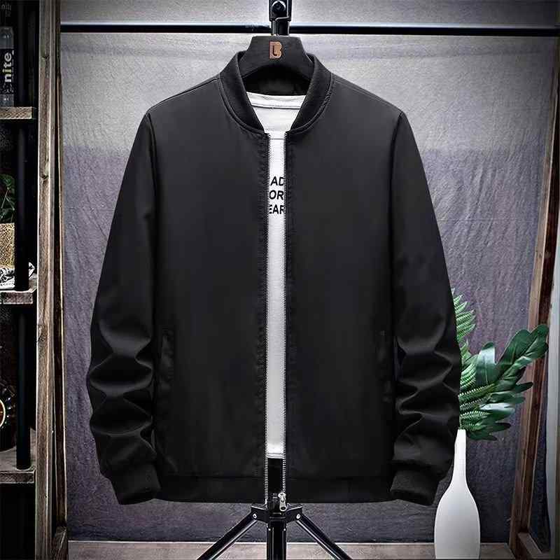 ジャケット 男性用 ブルゾン 普段使い ライトアウター 野球服風 ポリエステル ブラック系