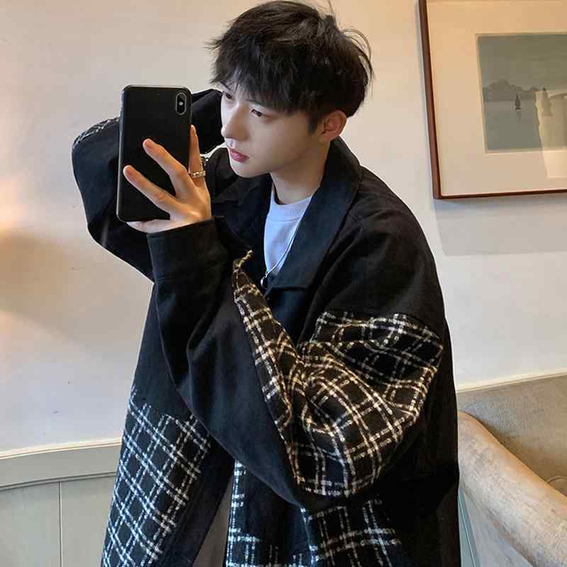 ジャケット メンズ 男性用 千鳥格子柄 シャツ型 ブルゾン ライトアウター 春物 長袖 襟なし ゆったりサイズ 普段使い カジュアル ブラック系・カテゴリ: ジャケット・スタイル: 日系.カジュアル・対象年齢: 18～24歳.成人・襟の形: ノーカラー・フィット: ルーズ・前立て: シングルブレスト・フード: なし・・柄: 格子柄.無地・素材: 綿混紡・主な素材: ポリエステル65%・裏地: ポリエステル3%・シーン: カジュアル・ディテール: ボタン・裾のデザイン: ラウンドヘム・袖丈: 長袖・色: ブラック・サイズ: M.L.XL.2XL・袖のタイプ: レギュラー・ポケット: シームポケット・着丈: レギュラー・着こなし: アウター・生地機能: 通気性