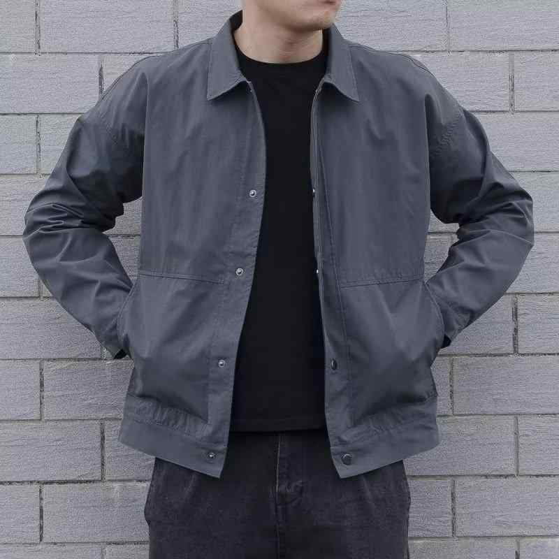 Outdoor Wear - ジャケット 男性用 ブルゾン デニム 春秋 薄手 耐摩耗 スリムフィット 無地 長袖 ワーク ブラック グレー グリーン