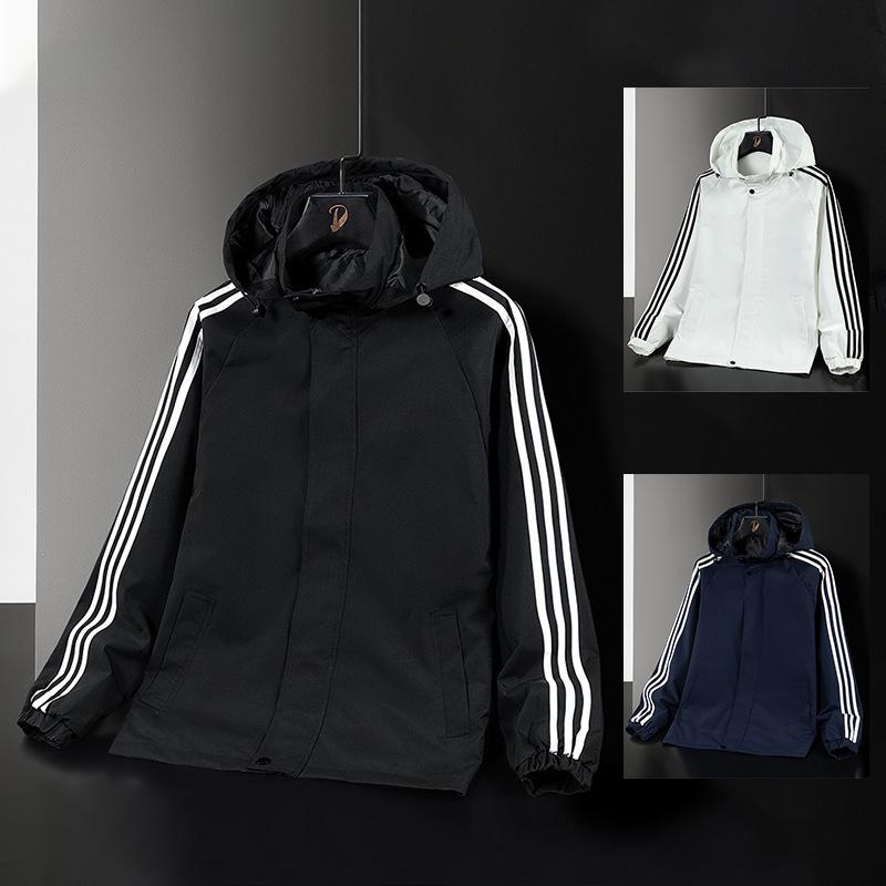 ジャケット メンズ 男性用 取り外し可能 フード付き アウトドア スポーツ 防風 防水 登山 薄手 ポリエステル ブラック ホワイト ブルー M L XL 2XL 3XL 4XL 5XL