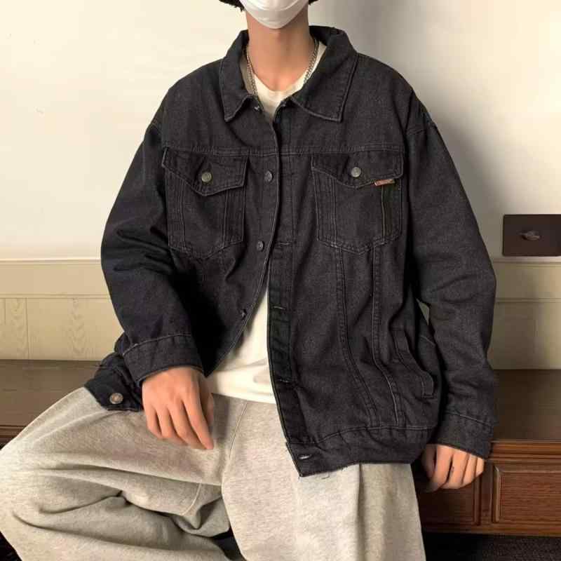 デニムジャケット 男性用 Gジャン ブラック コットン 春秋 豪華感 ゆったりめ アメリカン V系 ストリート系 ワーク 長袖・カテゴリ: ジャケット・スタイル: 韓国・対象年齢: 18-24歳・襟の形: 襟付き・シルエット: スリム・前立て: シングルブレスト・フード: なし・・柄: 無地・誤差範囲: 1-3cm・素材: 綿65%・裏地: 綿65%・シーン: カジュアル・ディテール: 多ポケット・着丈: レギュラー・着用方法: アウター・袖丈: 長袖・袖のタイプ: レギュラー袖・対象: 成人・対象: 男性・色: ブラック・サイズ: S.M.L.XL.2XL.3XL