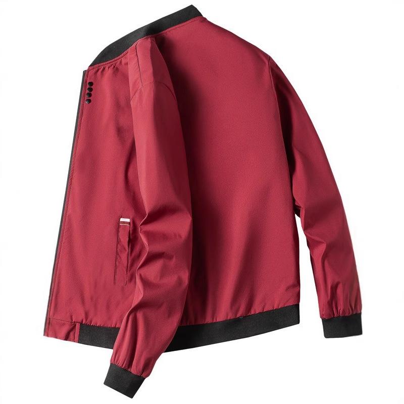 Wear - ジャケット 男性用 ブルゾン スタンドカラー ライトアウター スポーティー カジュアル スタイリッシュ 無地 ポリエステル ブラック グレー ネイビー オレンジ グリーン 春秋