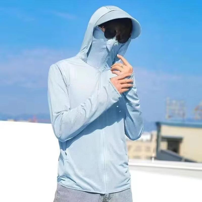 ジャケット 男性用 薄手 ブルゾン トップス 5分袖・中袖 接触冷感 無地 春夏 普段使い 部屋着 浅青 濃青 浅グレー 濃グレー 白