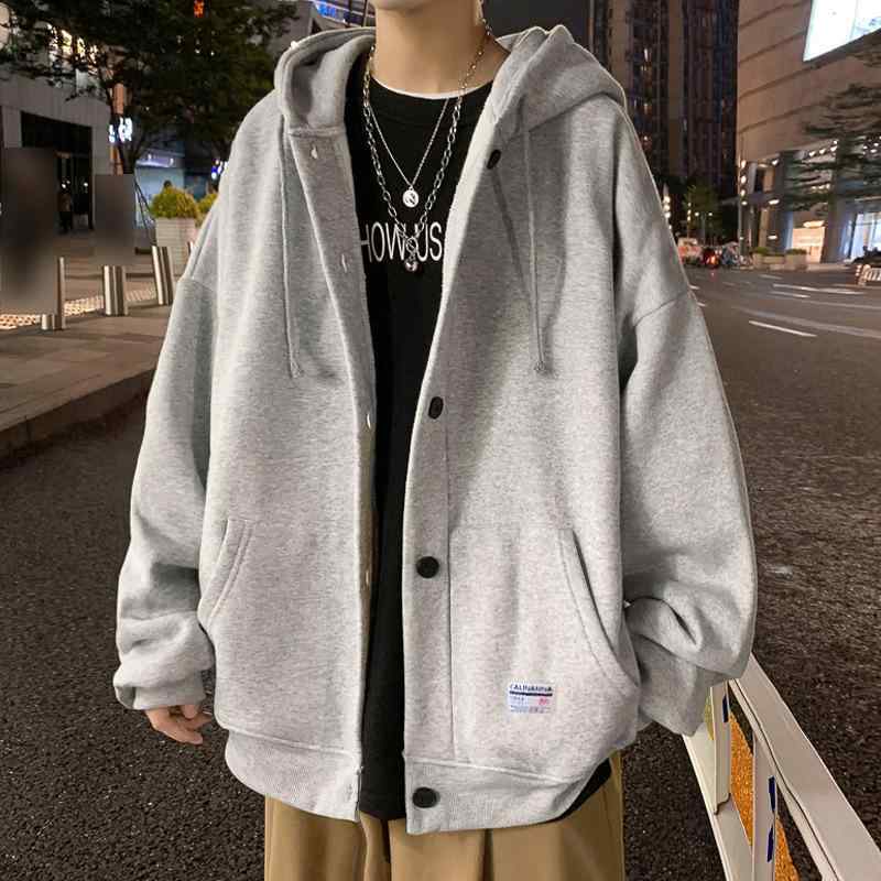 ジャケット メンズ 男性用 春秋 スポーティー カジュアル フード付き パーカー ブルゾン ジャンパー 無地 長袖 アウター ウェア グレー 黒