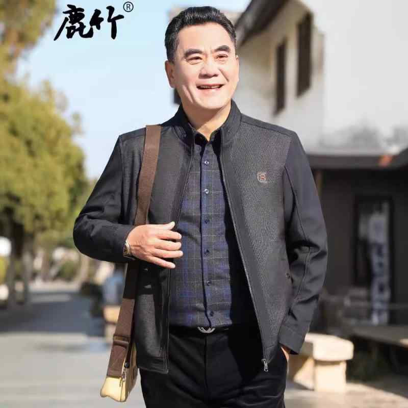 ジャケット 男性用 秋物 トップス スタンドカラー 紳士服 アウター ゆったりサイズ 厚手 ポリエステル ブラック カーキ