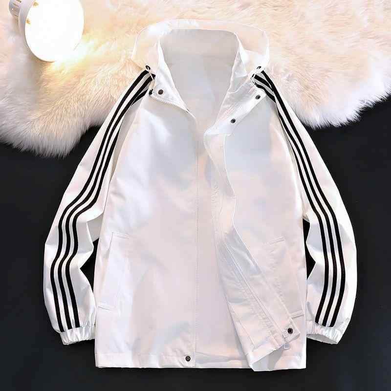 ジャケット 男性用 ブルゾン 配色 切り替え フード付き 秋季 普段使い スポーツ カジュアル スタイル ポリエステル・機能性: 耐摩耗性