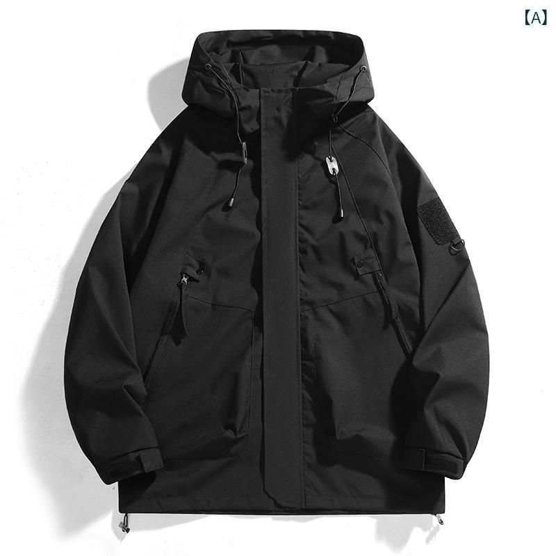 ジャケット 男性用 アウター ブルゾン ジャンパー マウンテンパーカー アウトドア 登山 防風 多ポケット ブラック カーキ オレンジ グリーン パープル