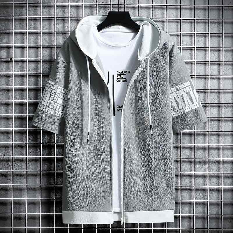 Wear - ジャケット メンズ 男性用 春夏 フード付き トップス 長袖 アウター ブルゾン スリムタイプ 無地 切り替え スポーティー カジュアル 普段使い