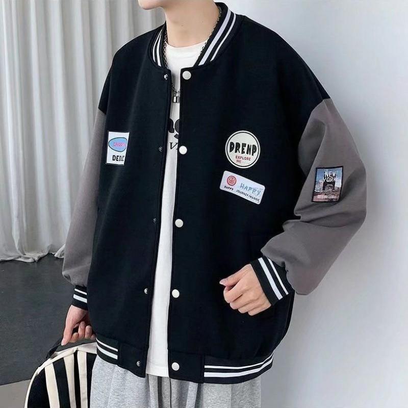 Rakuten - ジャケット 男性用 ブルゾン スタジャン 長袖 ポリエステル 接触冷感 ゆったり 春夏 秋冬 黒 白 グレー カジュアル(x2)