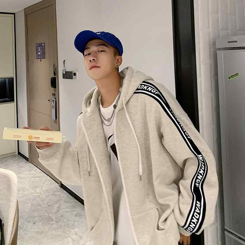 ジャケット 男性用 ブルゾン 春秋 スポーティ カジュアル ストリート 無地 配色 切り替え 普段使い 部屋着 ポリエステル