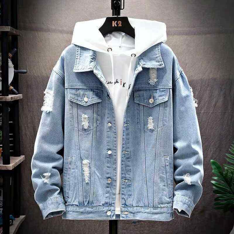 ジャケット メンズ Gジャン デニムジャケット 春秋物 韓国 ゆったり 長袖 ブルゾン アウター トップス ウォッシュ加工 ブラック ブルー