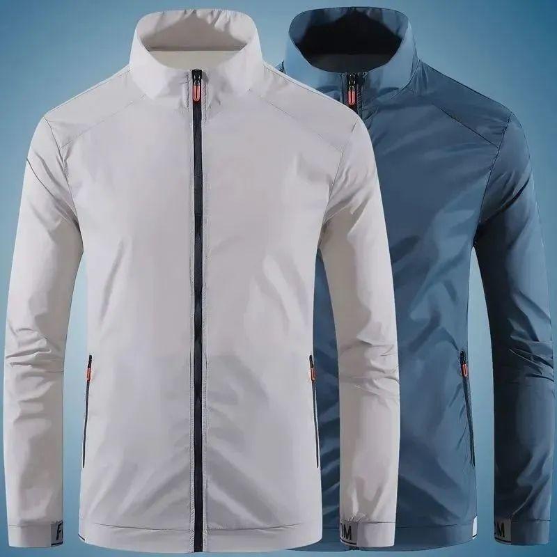 ジャケット 男性用 薄手 接触冷感 UVカット 釣り アウトドア スポーツウェア トップス ジャンパー 長袖 春夏 ホワイト グレー ブルー系
